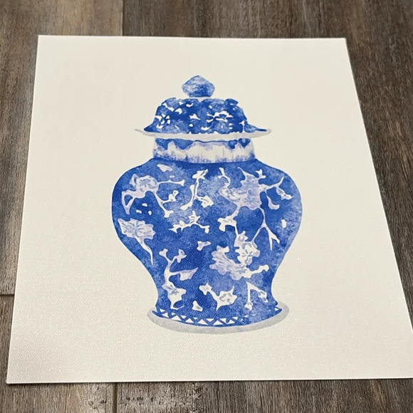 NEW Chinoiserie Art Prints (4)/8x10”/textured ginger jars/vases/plates/blu&wht - Picture 5 of 5